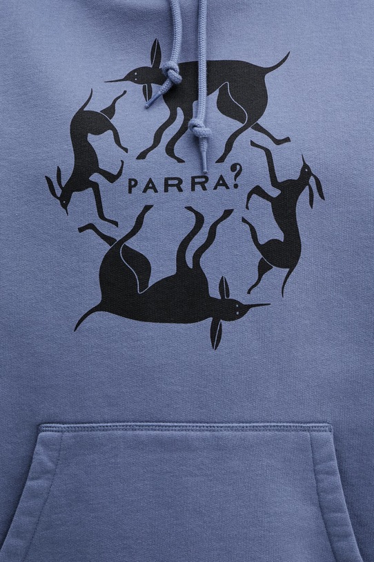 by Parra Non grand cafe bluza z kapturem męska z bawełną niebieski 55231