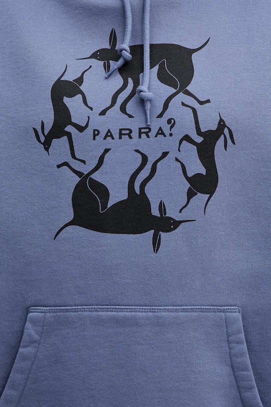 by Parra Non grand cafe bluza z kapturem męska z bawełną niebieski 55231