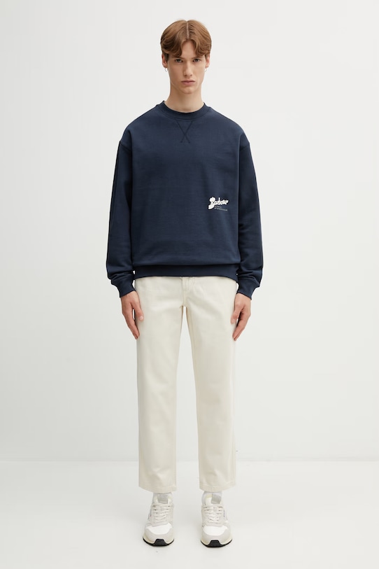 Barbour MOL0740NY91 bluza oversize bawełniana męska MOL0740NY91 granatowy