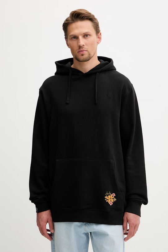 Одежда Hurley кофта с капюшоном для мужчин из хлопка MFTEUTT0003 чёрный