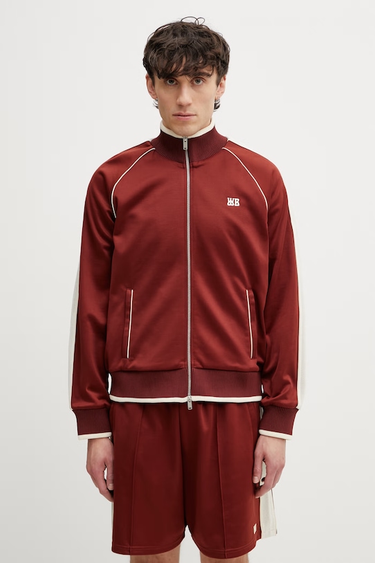 Wales Bonner Motion Track bluza rozpinana z bawełną męska pomarańczowy MS26JE06.JE10.301