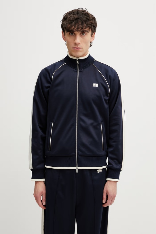 Wales Bonner Motion Track bluza z bawełną męska granatowy MS26JE06.JE10.503