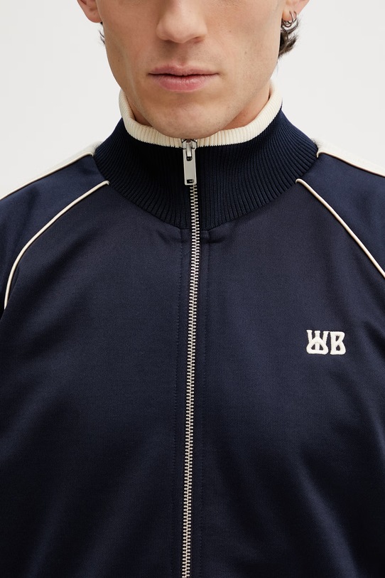Wales Bonner Motion Track bluza z bawełną męska granatowy MS26JE06.JE10.503