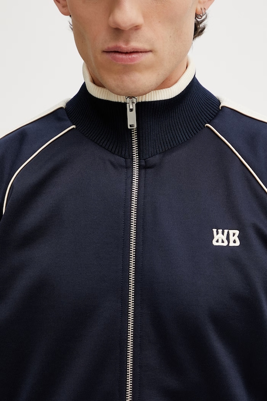 Wales Bonner Motion Track bluza z bawełną męska granatowy MS26JE06.JE10.503