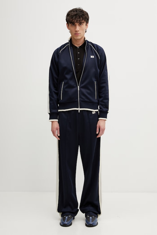 Wales Bonner Motion Track bluza z bawełną męska MS26JE06.JE10.503 granatowy