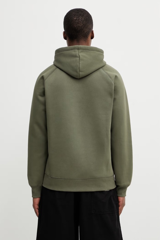 Odzież Carhartt WIP Hooded Chase Sweat bluza z kapturem męska z bawełny I033661.3LRXX zielony