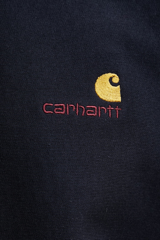 Carhartt WIP Half Zip American Script Sweat bluza z kapturem bawełniana z elastanem męska granatowy I027014.J0XX