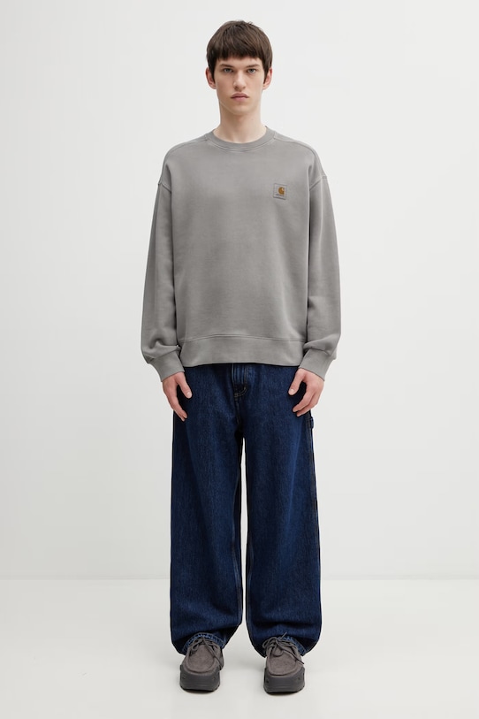 Carhartt WIP Nelson Sweat кофта бавовняна чоловіча I029957.2LRGD сірий