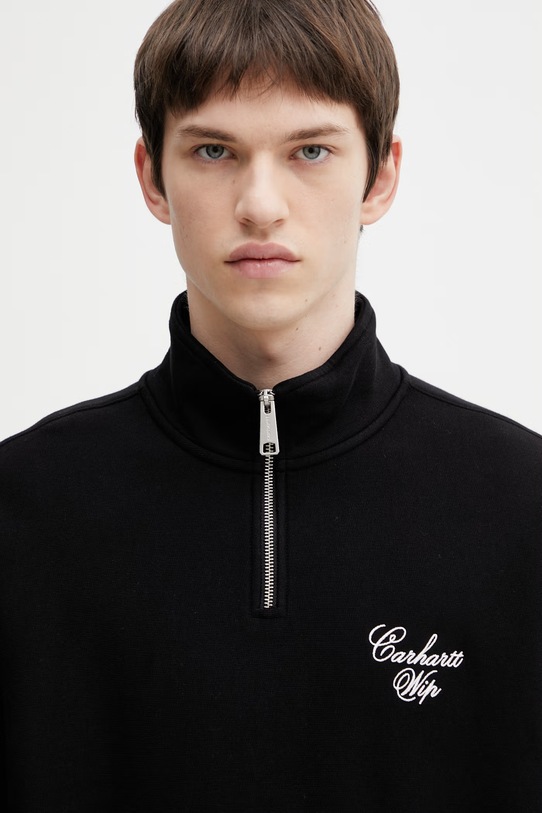 Carhartt WIP Longhand Half Zip Sweat mikina bavlnená pánska čierna I036372.0D2XX
