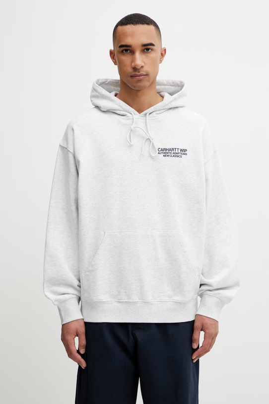 Odzież Carhartt WIP Hooded Sean Hamilton Sweat bluza z kapturem bawełniana męska I036374.482XX szary