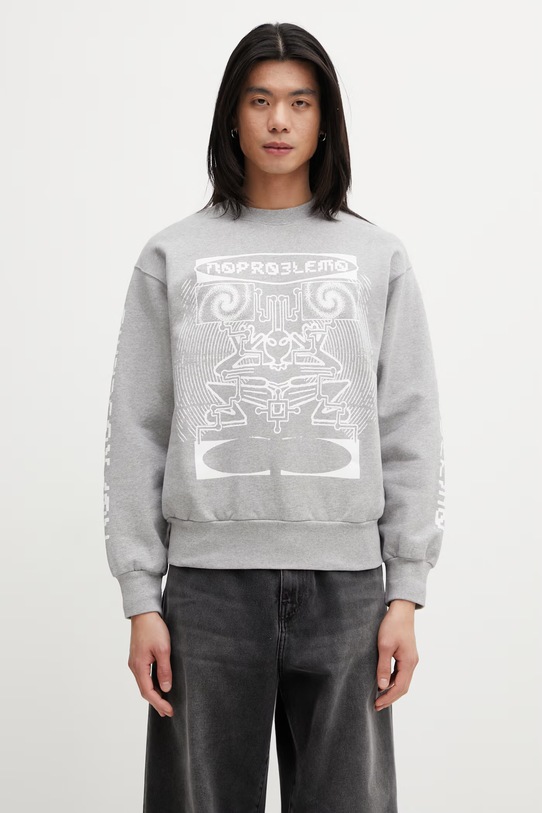 No Problemo Braniac bluza oversize bawełniana męska szary NP2000605