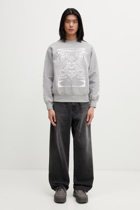 No Problemo Braniac bluza oversize bawełniana męska NP2000605 szary