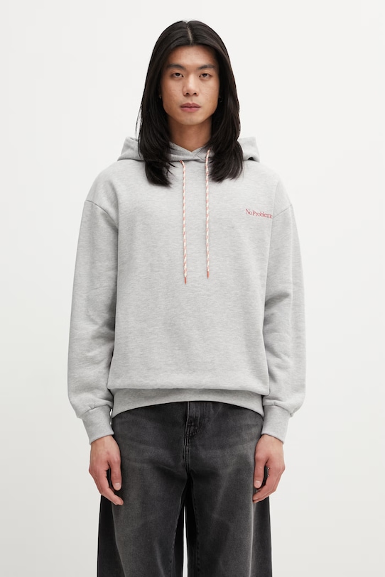 No Problemo Mini Problemo bluza z kapturem męska z bawełną szary NP2001505