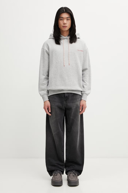 No Problemo Mini Problemo bluza z kapturem męska z bawełną szary NP2001505