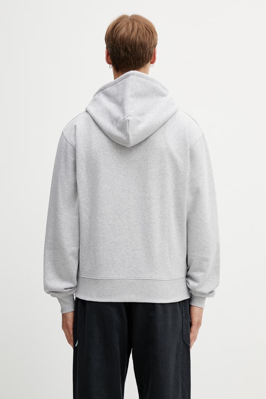 Odzież Gramicci OVAL PATCH ZIP HOODED SWEATSHIRT bluza rozpinana z kapturem bawełniana męska G6SU.J120. szary