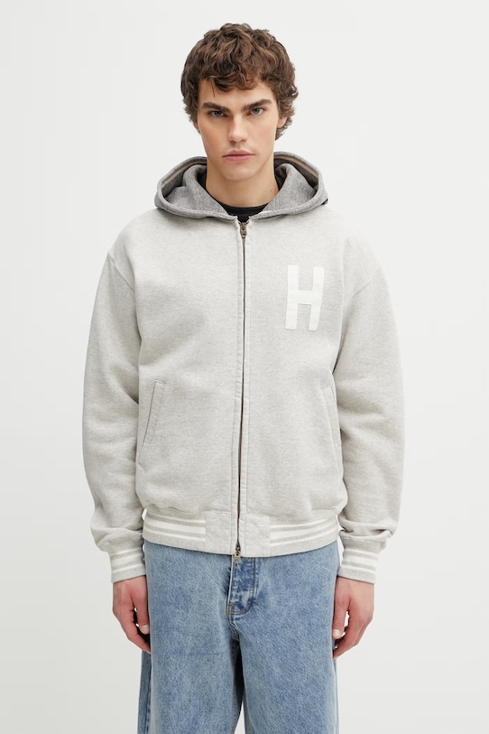 Odzież Human Made bluza rozpinana z kapturem bawełniana męska HM31CS018 szary