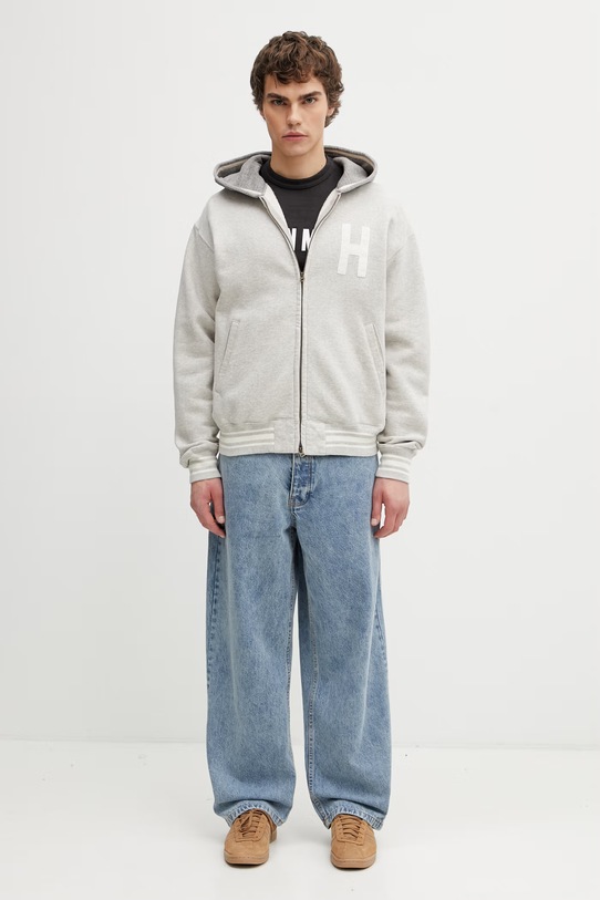 Human Made bluza rozpinana z kapturem bawełniana męska HM31CS018 szary