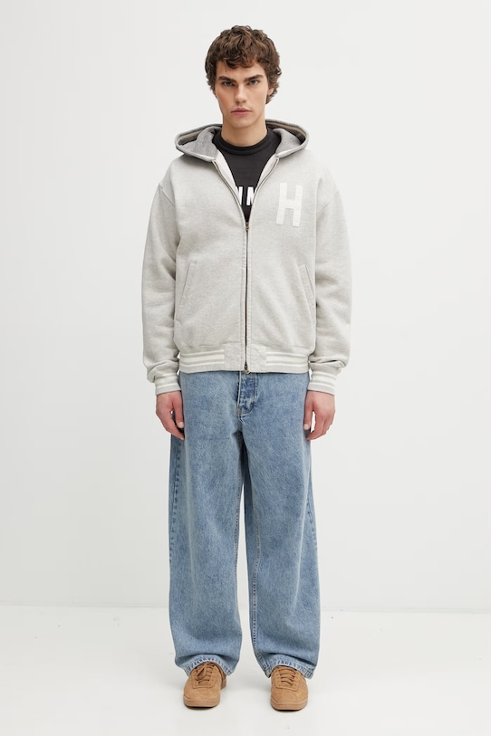 Human Made bluza rozpinana z kapturem bawełniana męska HM31CS018 szary