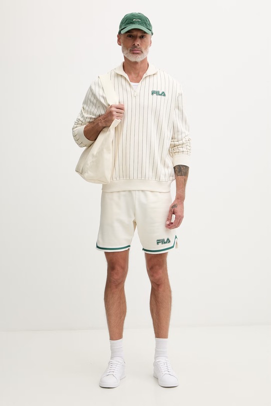 Fila bluza sportowa męska z bawełną STATUTO FAM1215 beżowy SS26