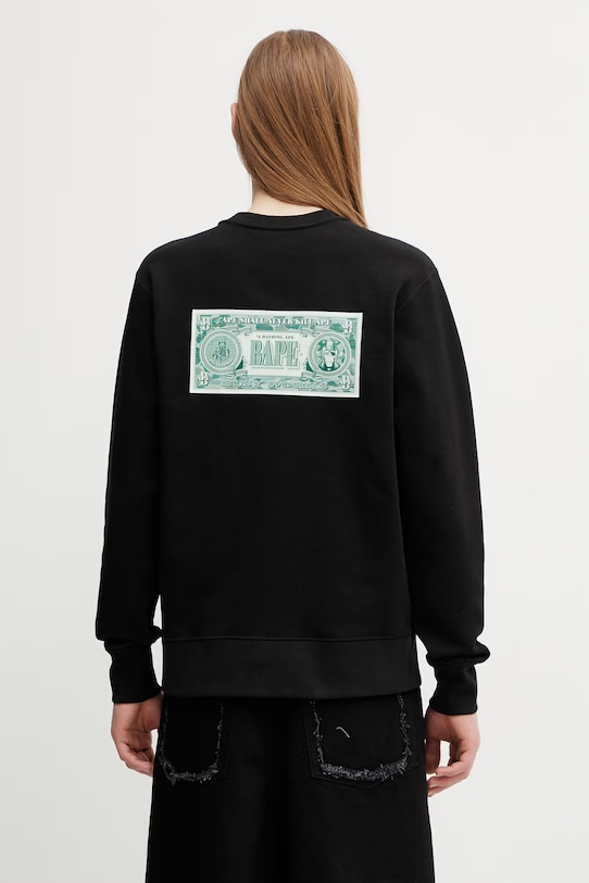 Odzież A Bathing Ape Banknote bluza z bawełną męska 0ZXSWM309131Q czarny