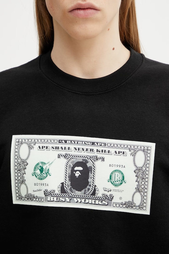A Bathing Ape Banknote bluza z bawełną męska czarny 0ZXSWM309131Q