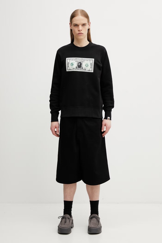 A Bathing Ape Banknote bluza z bawełną męska 0ZXSWM309131Q czarny