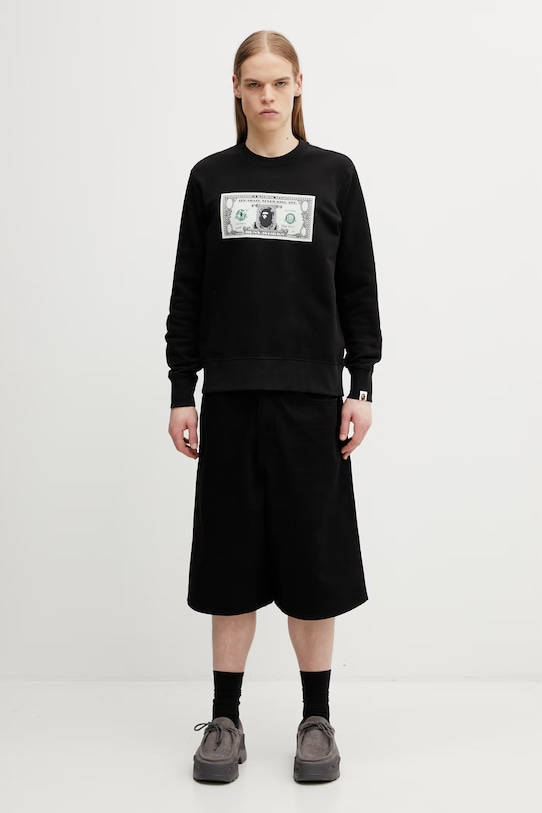 A Bathing Ape Banknote bluza z bawełną męska 0ZXSWM309131Q czarny