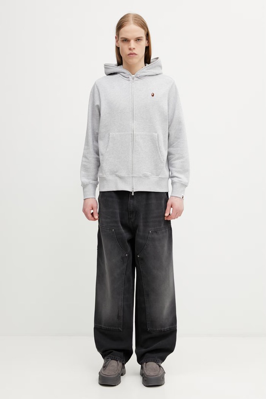 A Bathing Ape One Point bluza rozpinana z kapturem męska z bawełną 0ZXSWM313151Q szary