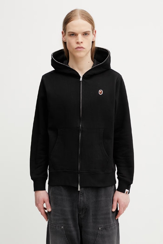 A Bathing Ape One Point bluza rozpinana z kapturem męska z bawełny czarny 0ZXSWM313151Q
