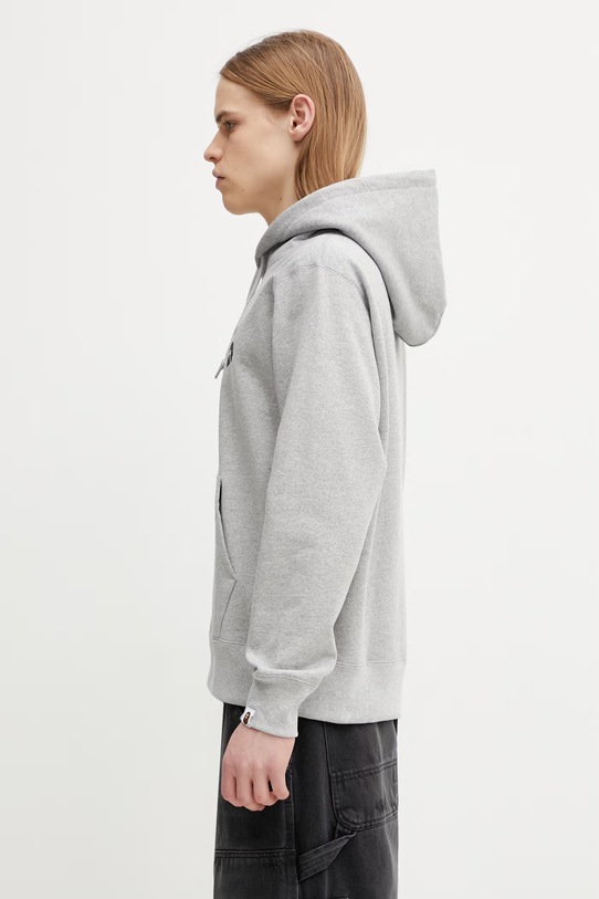 A Bathing Ape College bluza z kapturem męska bawełniana 0ZXSWM003141Q szary SS26