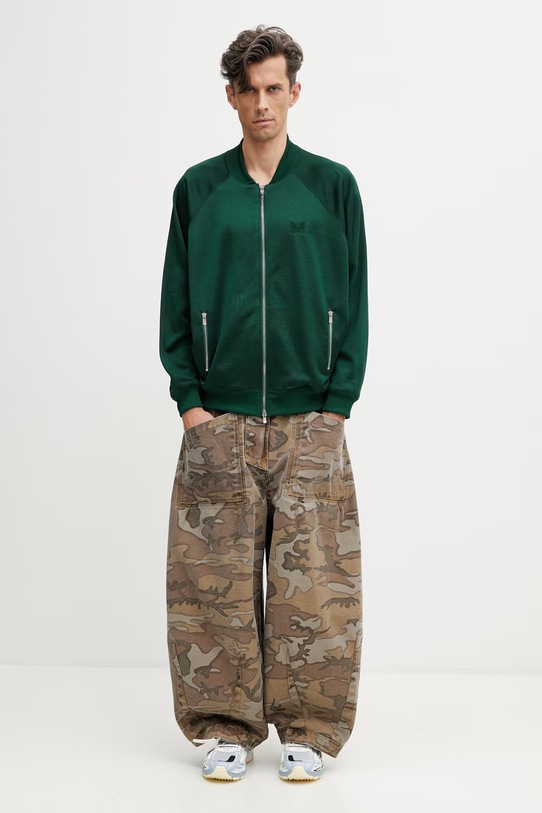 Needles hanorac cu fermoar cu bumbac bărbătesc SX420 verde