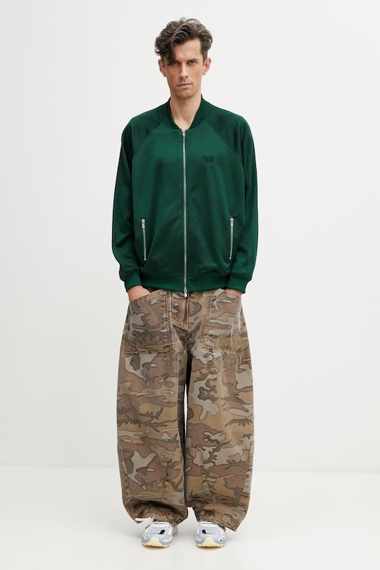 Needles hanorac cu fermoar cu bumbac bărbătesc SX420 verde