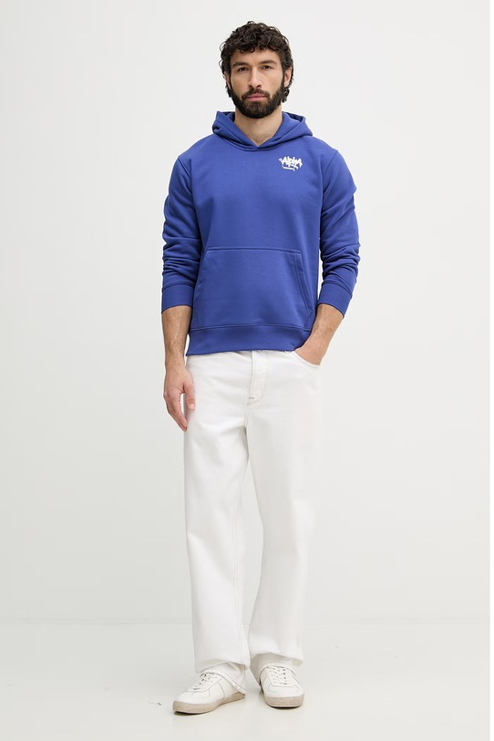 Alpha Industries felpa con cappuccio da uomo con cotone Signature 266350 violetto SS26