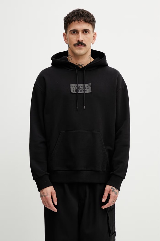 MM6 Maison Margiela bluza z kapturem bawełniana męska czarny SH2GU0034.M25014