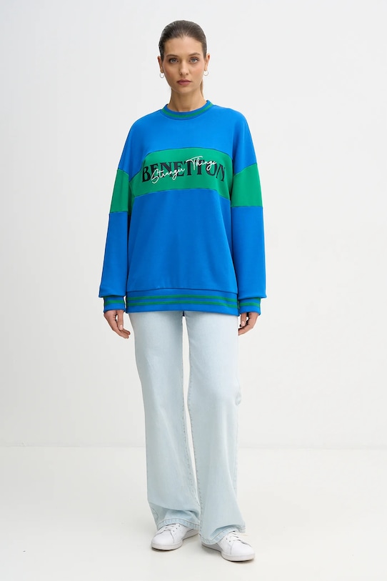 Памучен суичър United Colors of Benetton x Stranger Things 342ZU10BA син SS26