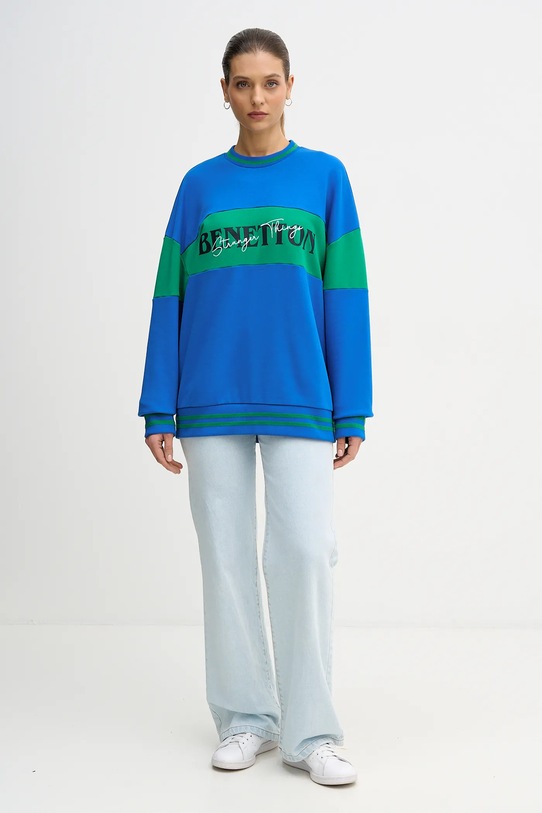 Oblečenie Bavlnená mikina United Colors of Benetton x Stranger Things 342ZU10BA modrá