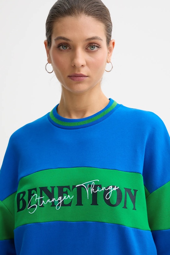 Bavlnená mikina United Colors of Benetton x Stranger Things modrá 342ZU10BA