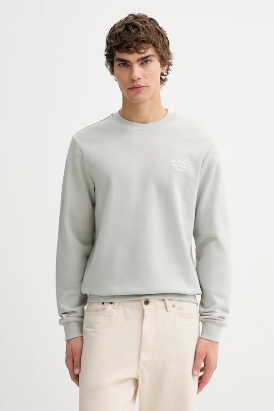 A.P.C. felső SWEAT STANDARD RUE MADAME elasztánnal szürke COHGR.M27913