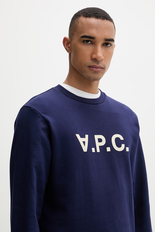 A.P.C. bluza z bawełną granatowy COHMC.H37021