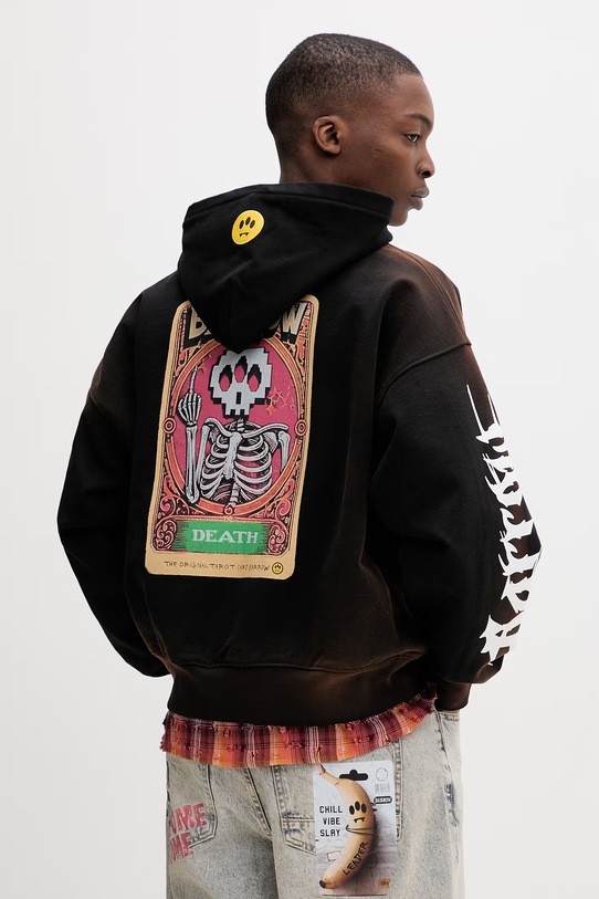 Barrow bluza z kapturem damska bawełniana czarny S6BWUAHS021