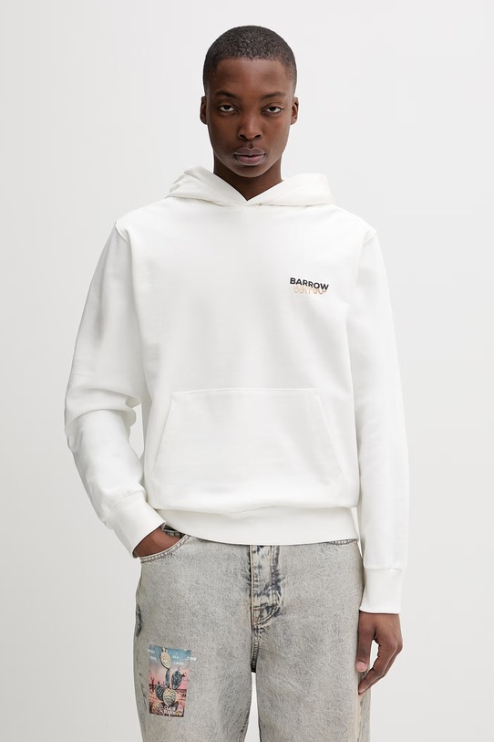 Barrow bluza z kapturem męska bawełniana biały S6BWUAHS075