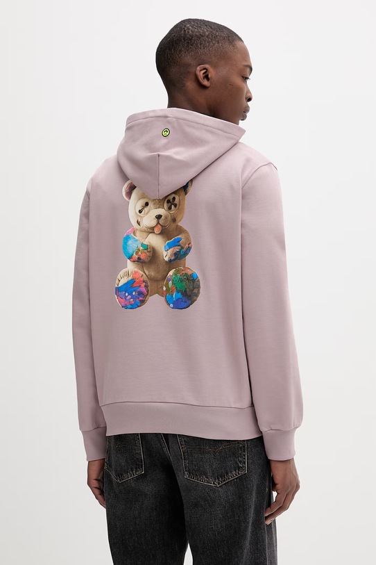 Barrow bluza z kapturem męska bawełniana fioletowy S6BWUAHS075