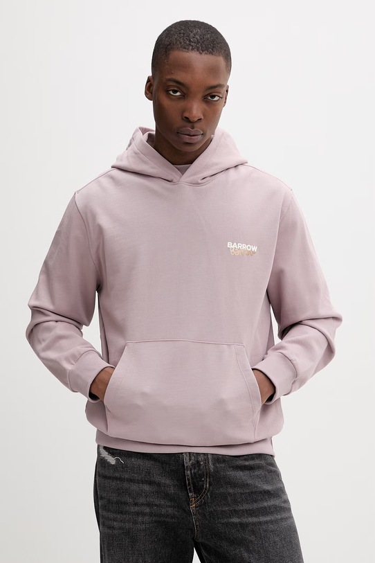 Odzież Barrow bluza z kapturem męska bawełniana S6BWUAHS075 fioletowy