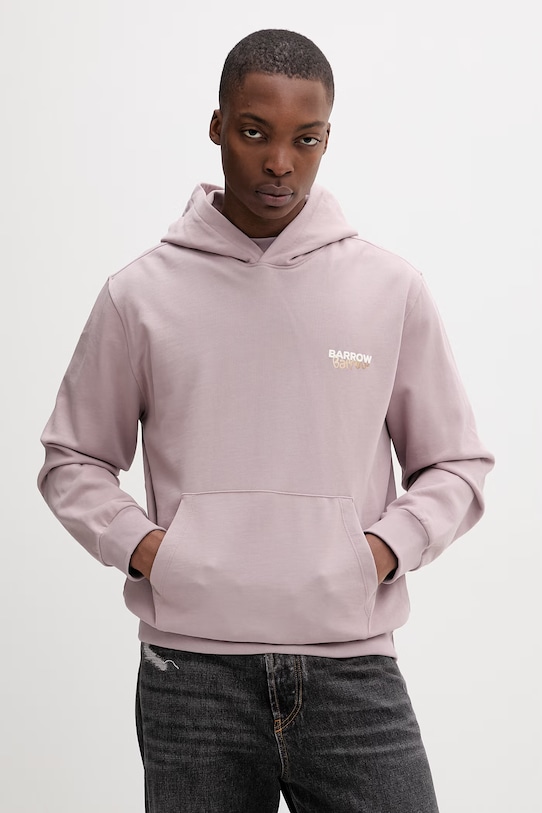 Odzież Barrow bluza z kapturem męska bawełniana S6BWUAHS075 fioletowy