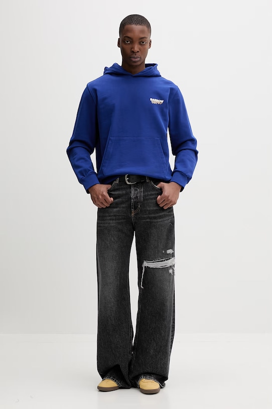 Barrow Felpa con cappuccio in cotone blu navy S6BWUAHS075