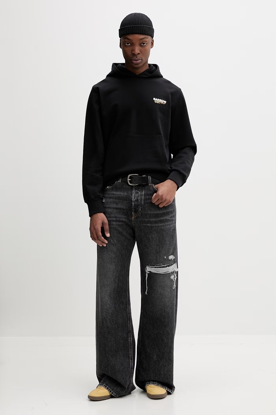 Barrow bluza z kapturem męska bawełniana S6BWUAHS075 czarny SS26