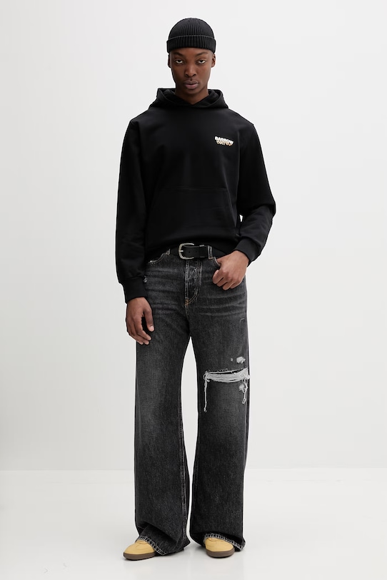 Barrow bluza z kapturem męska bawełniana S6BWUAHS075 czarny SS26