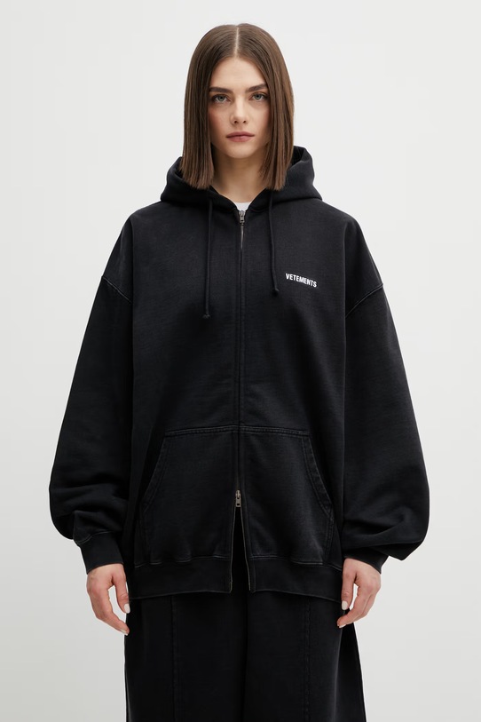 VETEMENTS bluza bawełniana Iconic Logo ME76ZU136B czarny SS26