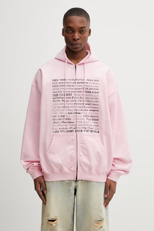 Vetements Fuck Everything bluza z kapturem bawełniana różowy ME76ZU209PX