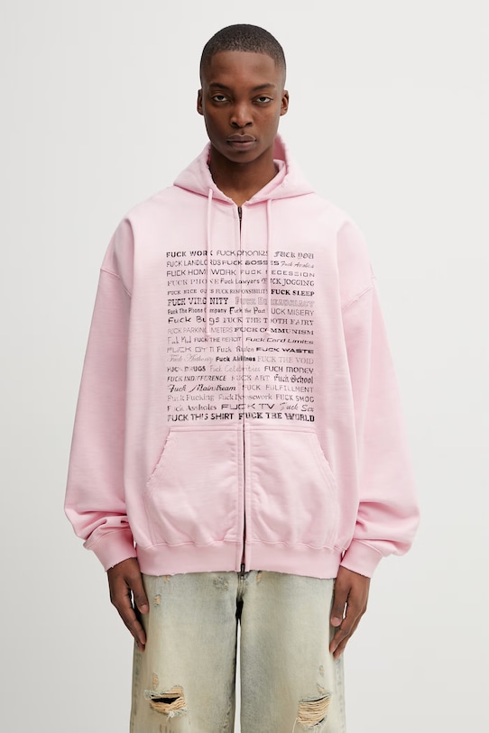 Vetements Fuck Everything bluza z kapturem bawełniana różowy ME76ZU209PX